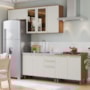 Cozinha Modulada Requinte 5 Peças com Balcão 120cm Nature/Areia sem Tampo - Móveis Henn