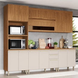 Cozinha Modulada Requinte 5 Peças com Torre Quente 2 Fornos Nature/Areia - Móveis Henn
