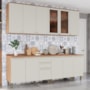 Cozinha Modulada Requinte 6 Peças Balcão 120cm Nature/Areia com Tampo - Móveis Henn