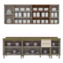 Cozinha Modulada Requinte 6 Peças Balcão 120cm Nature/Areia com Tampo - Móveis Henn