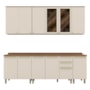 Cozinha Modulada Requinte 6 Peças Balcão 120cm Nature/Areia com Tampo - Móveis Henn