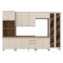 Cozinha Modulada Requinte 6 Peças com Cristaleira Nature/Areia - Móveis Henn