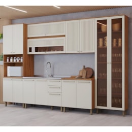Cozinha Modulada Requinte 6 Peças com Torre Quente 1 Forno Nature/Areia - Móveis Henn