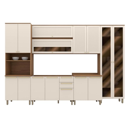 Cozinha Modulada Requinte 6 Peças com Torre Quente 1 Forno Nature/Areia - Móveis Henn