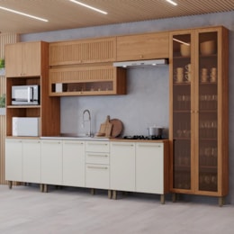 Cozinha Modulada Requinte 6 Peças com Torre Quente 2 Fornos Nature/Areia - Móveis Henn