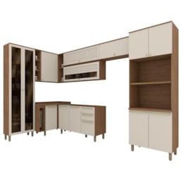 Cozinha Modulada Requinte 9 Peças com Torre Quente 2 Fornos Areia/Nature - Móveis Henn