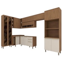 Cozinha Modulada Requinte 9 Peças com Torre Quente 2 Fornos Nature/Areia - Móveis Henn