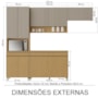 Cozinha Modulada Simone Mendes 4 Peças com Paneleiro 1 Forno Carvalho/Greige - Nesher 