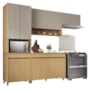 Cozinha Modulada Simone Mendes 4 Peças com Paneleiro 1 Forno Carvalho/Greige - Nesher 