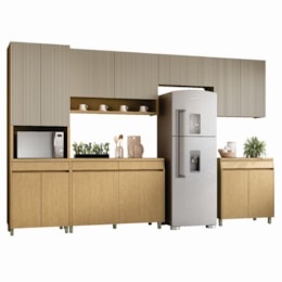 Cozinha Modulada Simone Mendes 6 Peças com Paneleiro 1 Forno Carvalho/Greige - Nesher