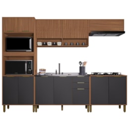 Cozinha Modulada Toronto 5 Peças com Balcão 120cm sem Tampo Freijó/Chumbo - Indékes 