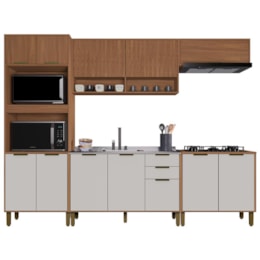 Cozinha Modulada Toronto 5 Peças com Balcão 120cm sem Tampo Freijó/Off White - Indékes
