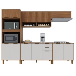Cozinha Modulada Toronto 5 Peças com Torre Quente 2 Fornos Freijó/Off White - Indékes