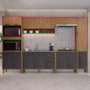 Cozinha Modulada Toronto 6 Peças com Torre Quente 2 Fornos Freijó/Chumbo - Indékes