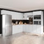Cozinha Modulada Unna 10 Peças Torre Quente 2 Fornos e Balcão 120cm Branco com Tampo MDP - Poliman Móveis