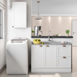 Cozinha Modulada Unna 2 Peças Aéreo 41cm e Balcão 120cm Branco sem Tampo - Poliman Móveis