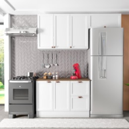 Cozinha Modulada Unna 3 Peças Balcão 120cm Branco com Tampo MDP - Poliman Móveis