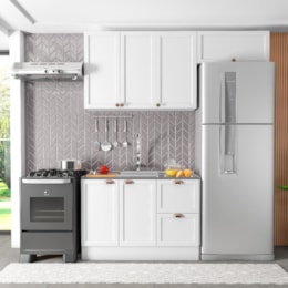 Cozinha Modulada Unna 3 Peças com Balcão 120cm Branco sem Tampo - Poliman Móveis