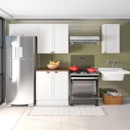 Cozinha Modulada Unna 4 Peças Branco com Aéreo 80cm - Poliman Móveis