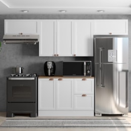 Cozinha Modulada Unna 4 Peças com Balcão 120cm Branco com Tampo MDP - Poliman Móveis