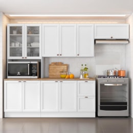Cozinha Modulada Unna 4 Peças com Paneleiro Duplo Cristaleira Branco - Poliman Móveis