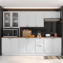 Cozinha Modulada Unna 5 Peças com Paneleiro Duplo Cristaleira Branco - Poliman Móveis
