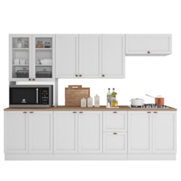 Cozinha Modulada Unna 5 Peças com Paneleiro Duplo Cristaleira Branco - Poliman Móveis
