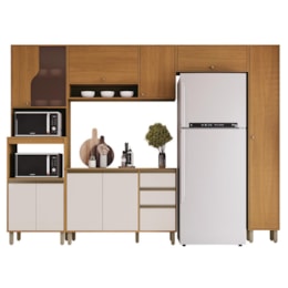 Cozinha Venaly 5 Peças com Aéreo 80cm Basculante e Paneleiro Cinamomo/Off White - Móveis Henn