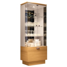 Cristaleira Aura 2 Portas de Vidro e 1 Gaveta Cinamomo/Off White - HB Móveis 