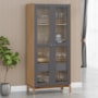 Cristaleira Barcelona 180cm 2 Portas Tauari/Concret com Vidro Canelado - Finestra Móveis