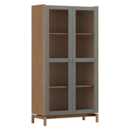 Cristaleira Barcelona 190cm 2 Portas Oak/Ferrolack com Vidro Canelado - Finestra Móveis
