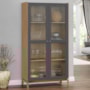 Cristaleira Barcelona 190cm 2 Portas Tauari/Concret com Vidro Canelado - Finestra Móveis
