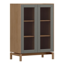 Cristaleira Barcelona Baixa 2 Portas Oak/Ferrolack com Vidro Canelado - Finestra Móveis