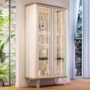 Cristaleira Évora Off White/Cinamomo 2 Portas de Vidro - HB Móveis
