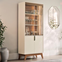 Cristaleira Paraty 4 Portas Off White/Amêndoa - Mobler