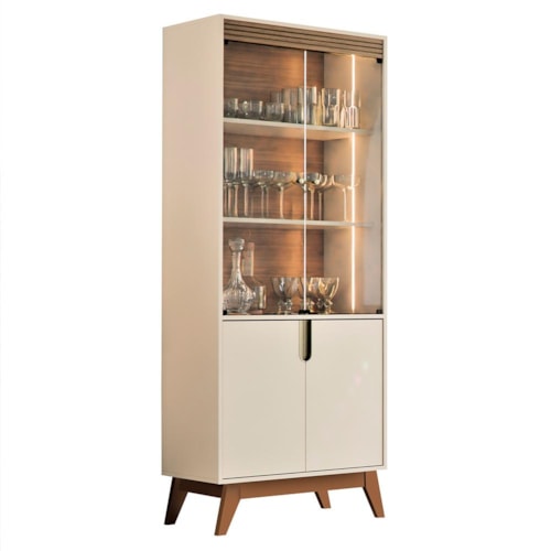 Cristaleira Paraty 4 Portas Off White/Amêndoa - Mobler