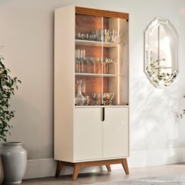 Cristaleira Paraty 4 Portas Off White/Canela - Mobler