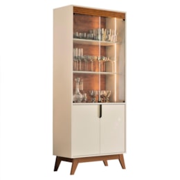 Cristaleira Paraty 4 Portas Off White/Canela - Mobler