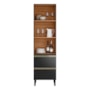 Cristaleira Proença 70cm 1 Porta Vidro Reflecta e 2 Gavetas Nogueira Touch/Carbono Prime TX - Demartêz