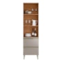 Cristaleira Proença 70cm 1 Porta Vidro Reflecta e 2 Gavetas Nogueira Touch/Nude Prime TX - Demartêz
