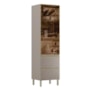 Cristaleira Proença 70cm 1 Porta Vidro Reflecta e 2 Gavetas Nogueira Touch/Nude Prime TX - Demartêz