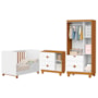 Dormitório Apolo com Guarda Roupa, Cômoda e Berço Branco Fosco/Savana - Reller Móveis