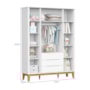 Dormitório Boom Slim Classic 4 Portas, Cômoda 6 Gavetas, Berço com Colchão Physical e Prateleira Branco Fosco - Reller Móveis