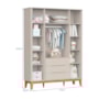 Dormitório Boom Slim Classic 4 Portas, Cômoda 6 Gavetas, Berço com Colchão Supreme e Prateleira Areia Fosco - Reller Móveis