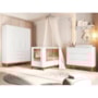 Dormitório Boom Slim Classic 4 Portas, Cômoda 6 Gavetas, Berço com Colchão Supreme e Prateleira Branco Fosco - Reller Móveis