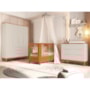 Dormitório Boom Slim Classic 4 Portas, Cômoda 6 Gavetas, Berço e Prateleira Areia Fosco/Savana - Reller Móveis