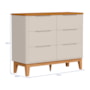 Dormitório Boom Slim Classic 4 Portas, Cômoda 6 Gavetas, Berço e Prateleira Areia Fosco/Savana - Reller Móveis