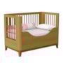 Dormitório Boom Slim Classic 4 Portas, Cômoda 6 Gavetas, Berço e Prateleira Areia Fosco/Savana - Reller Móveis