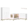 Dormitório Boom Slim Classic 4 Portas, Cômoda 6 Gavetas, Berço e Prateleira Branco Fosco - Reller Móveis