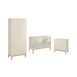 Dormitório Classic 2 Portas Areia Fosco com Pés Madeira Natural - Reller Móveis Dormitório Classic 2 Portas Areia Fosco com Pés Madeira Natural - Reller Móveis
